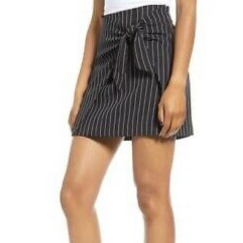 Leith Pin Stripe Tie Front Skirt